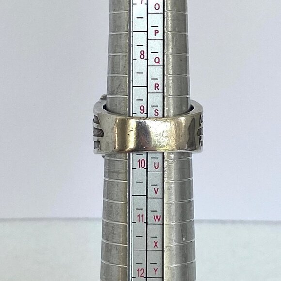 Sterling Silver 925 BGE Heavy Black Onyx Motorcycle Eagle Wide Band Ring Sz 9.5 - Picture 9 of 16